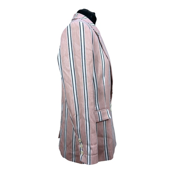 Free People Uptown Girl Striped Cotton Blazer In Rose Size Medium - Picture 5 of 14